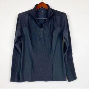 Lucy Black Quarter Zip Long Sleeve Pullover Running Athletic Jacket
